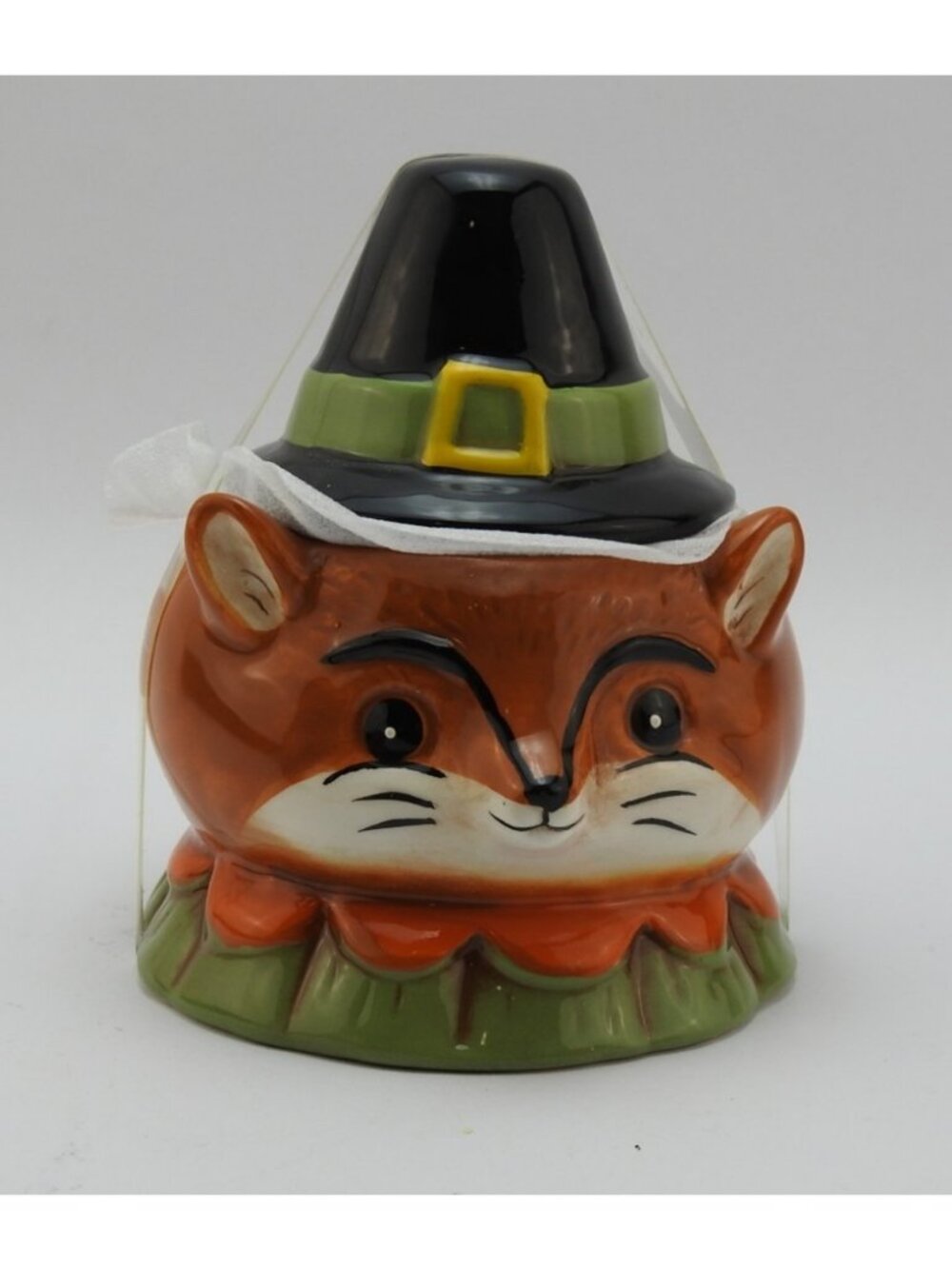 Thanksgiving Autumn Pilgrim Fox Critter Bowl W/Lid 5" Design By Johanna Parker